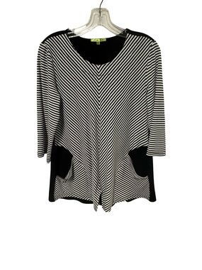 Black & White Striped V-Front Tunic with Pockets